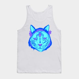 Blue Mystical Tribal Cat Tank Top